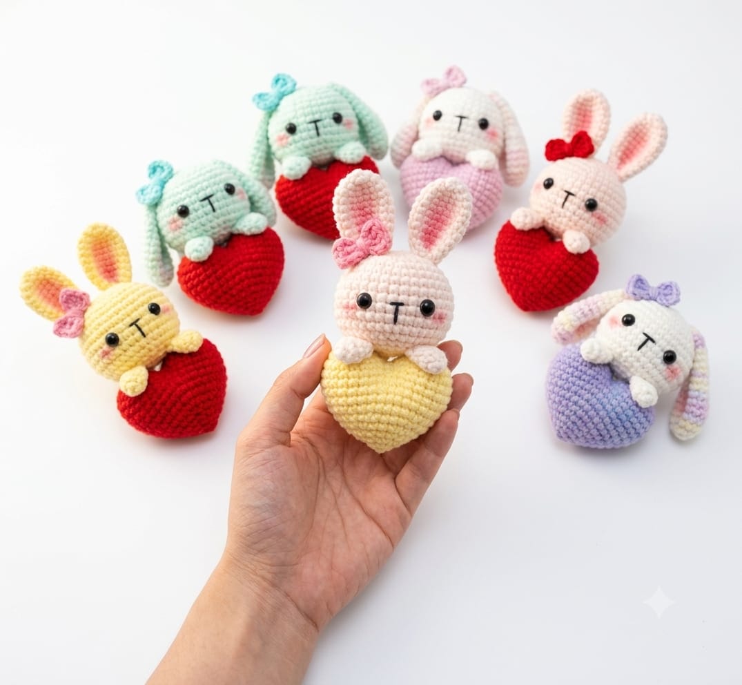 Bunny in Heart Mini Amigurumi